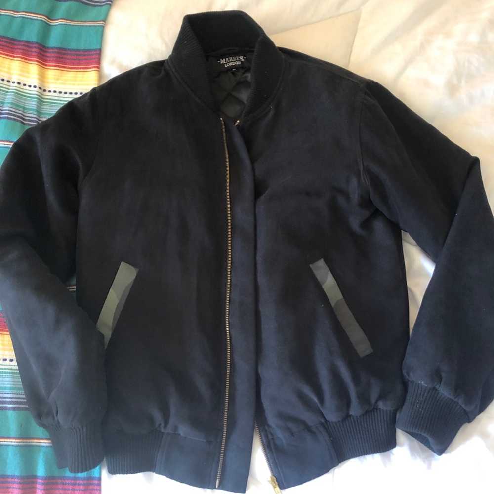 MARBEK BLACK SUEDE FIELD BOMBER JACKET